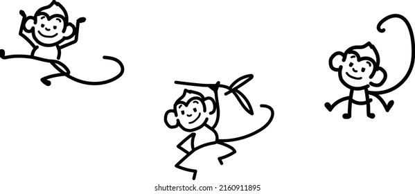 simple, expressive hand drawn vectors monkeys.