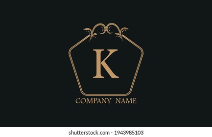 A simple exquisite monogram with the alphabet letter K. Can be used as a logo for a company, boutique, restaurant, business.