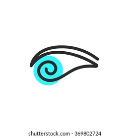 simple eye blue logo. concept of human, security, find, caring, navigation, lens, cosmetology, drops, cure. isolated on white background. sketch style trend modern logotype design vector illustration