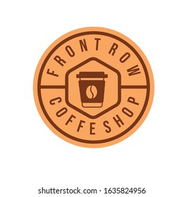 Simple but eye catching coffee shop logo design element with simple serif font decorated with modern coffee cup container
