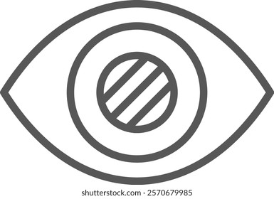 Simple eye icon featuring a closed pupil, symbolizing blindness, vision impairment, and the importance of eye protection and care in healthcare and medical contexts