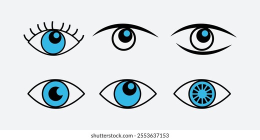Simple eye icon, incognito mode and watch icons , white background, View and eye vector linear icon set.