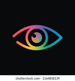 simple eye icon. Rainbow color and dark background