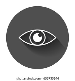 Simple eye icon vector. Eyesight pictogram in flat style with long shadow.
