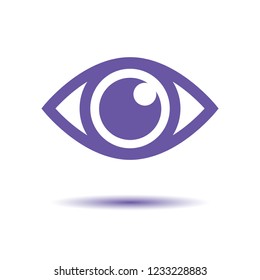 Simple eye icon vector. Round flare. Medicine symbol isolated. Safety and search concept. Laconic graphic design element. Eyesight pictogram. Isolated on white.