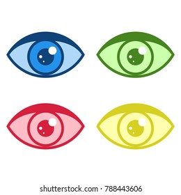 Simple eye icons set. Multicolor vector illustration