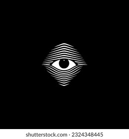 simple eye lineart black background logo vector illustration template design