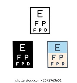 Exame médico para o conjunto de ícones de precisão visual