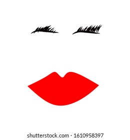 Simple Eyelash Lips illustration Vector