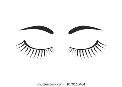 simple eyelashes and eyebrows black logo. concept of emblem for microblading, micropigmentation, botox or permanent makeup in beauty salon. flat style trend modern graphic art design on white
