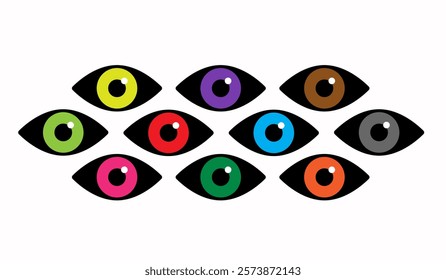Simple eyes of different color set.Bauhaus eye. Minimal geometric design of the 20s. Abstract vector template with elements of primitive forms. 