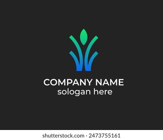 Simple F with leaf logo vector
