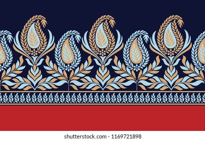 Simple fabric print leaves Border