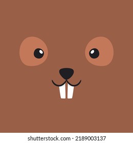 Simple Face Of Beaver. Animal Face Illustration. Isolated Vector Illustration.