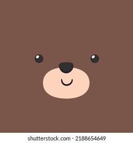 Sencillo rostro de oso marrón. Ilustración Cara Animal. Vector aislado