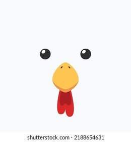 Simple face of Chicken. Animal Face Illustration. Isolated Vector