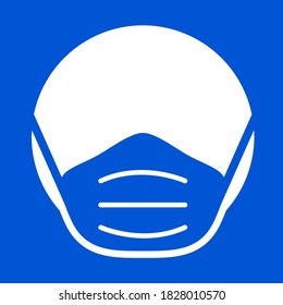 Simple Face Covering Required or No Face Mask No Entry Icon. Vector Image.