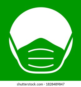 Simple Face Covering Required or No Face Mask No Entry Icon. Vector Image.