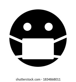 Simple Face Covering Required or No Face Mask No Entry Icon. Vector Image.