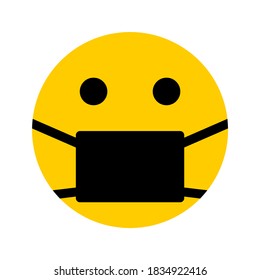 Simple Face Covering Required or No Face Mask No Entry Icon. Vector Image.