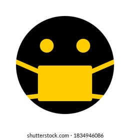 Simple Face Covering Required or No Face Mask No Entry Icon. Vector Image.