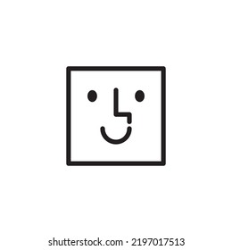 Simple Face Emoticon, Smiling Happy Expression. Line Vector Illustration For Profile Photo Not Available. Symbol Icon For Smartphone App Or Website.