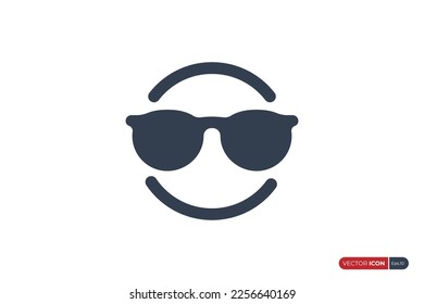 Simple Face with Glasses Icon isolated on White Background. Flat Vector Icon Design Template Element.