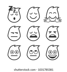 simple face icon family, emoji vector template