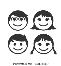 simple face icon family, emoji vector template