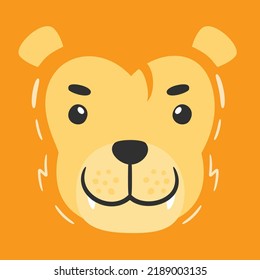 Simple face of Lion. Animal Face Illustration. Isolated Vector Illustration.