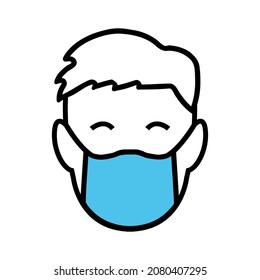 Simple face mask flat icon. Vector face mask illustration.