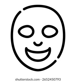 Simple face mask icon with geometric shapes and lines.