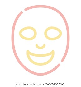 Simple face mask icon with geometric shapes and lines.