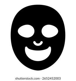 Simple face mask icon with geometric shapes and lines.