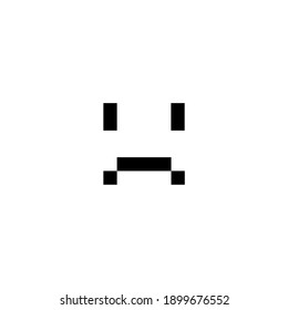 Simple Face Pixel in Black-White. Vector Illustration