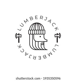 simple face side of lumberjack logo vector