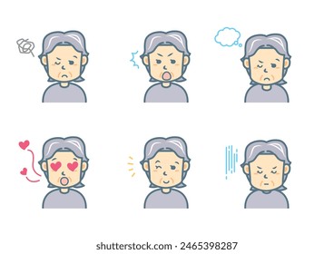 Conjunto de ilustración de expresión facial simple　