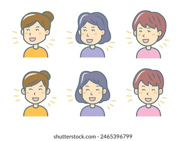 Conjunto de ilustración de expresión facial simple