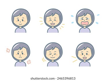 Simple facial expression illustration set