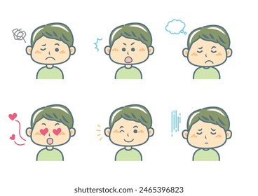 Conjunto de ilustración de expresión facial simple