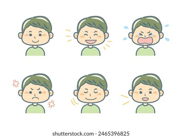 Simple facial expression illustration set