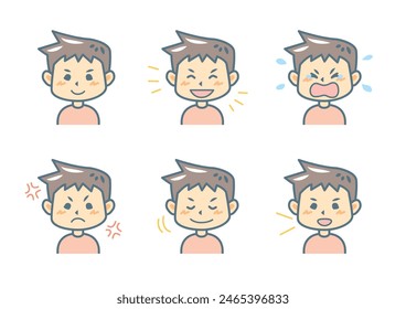 Conjunto de ilustración de expresión facial simple