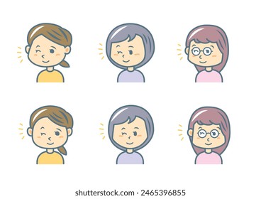 Conjunto de ilustración de expresión facial simple