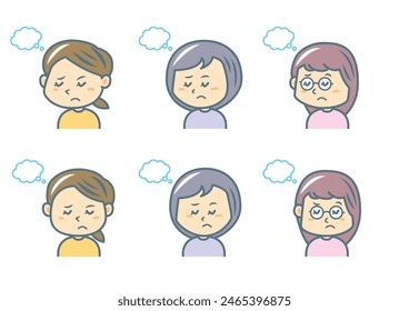 Simple facial expression illustration set