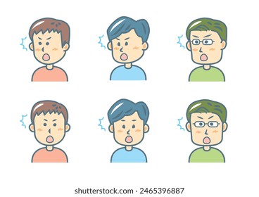 Conjunto de ilustración de expresión facial simple