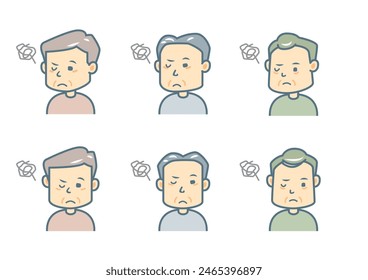 Conjunto de ilustración de expresión facial simple