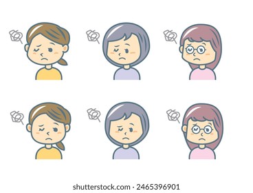 Conjunto de ilustración de expresión facial simple