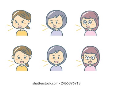 Simple facial expression illustration set