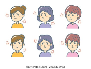 Conjunto de ilustración de expresión facial simple