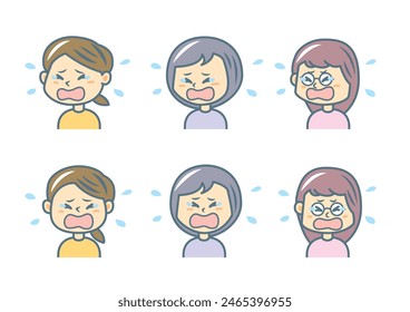 Simple facial expression illustration set